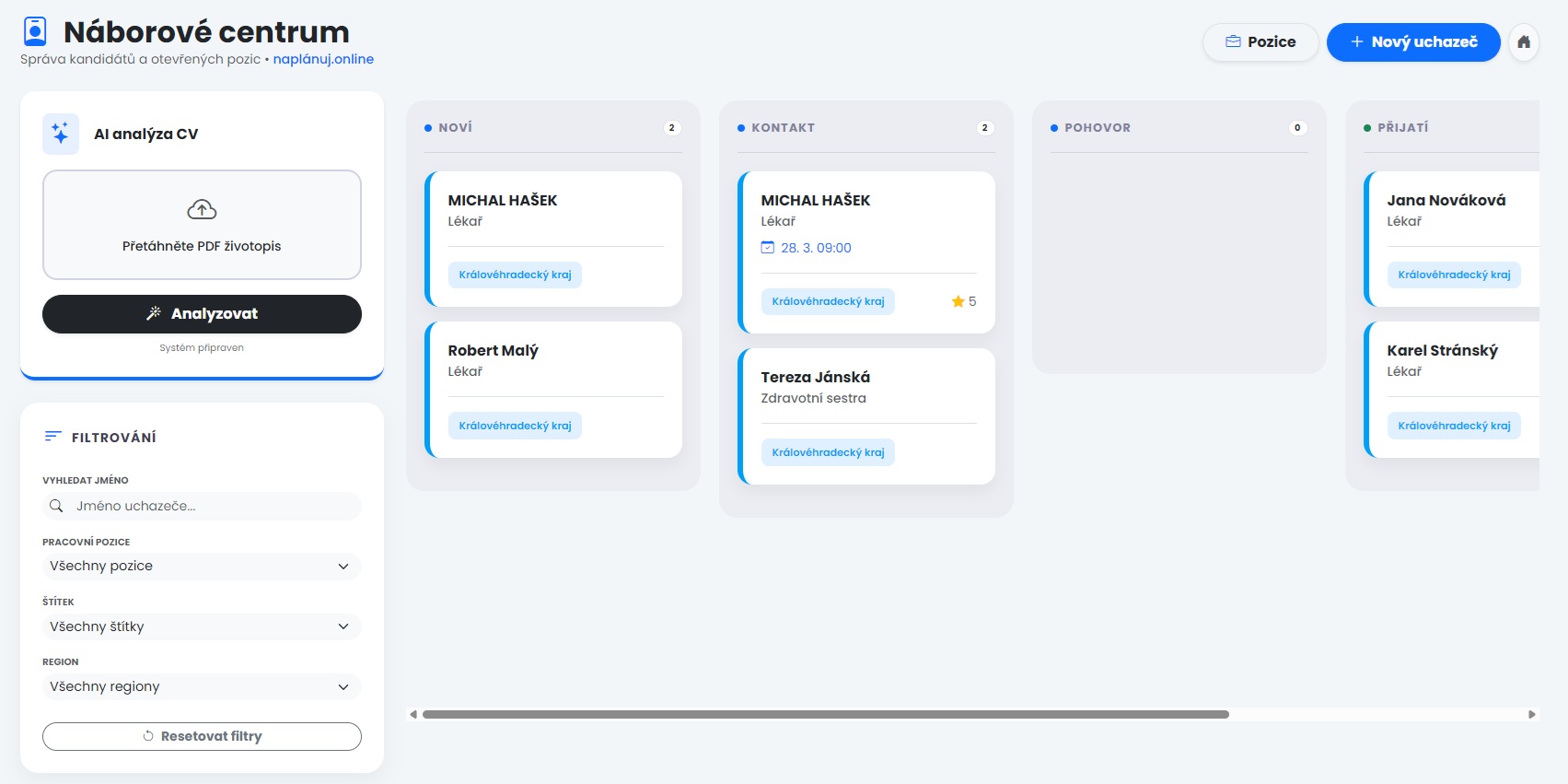 Náborový systém a AI analýza kandidátů